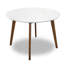 Table de salle à manger Alina avec finition blanche lisse et base en bois de 43 po de diamètre et 29,5 po de hauteur