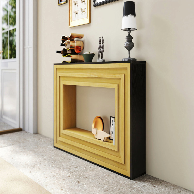 Console Modern Contrast moderne avec structure en bois stratifié et plateau noir