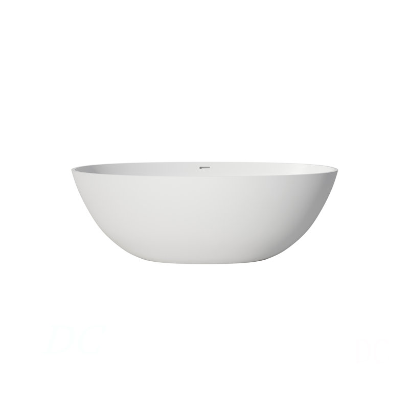 65" Premium Solid Surface Deep Soaking Bathtub, Matte White