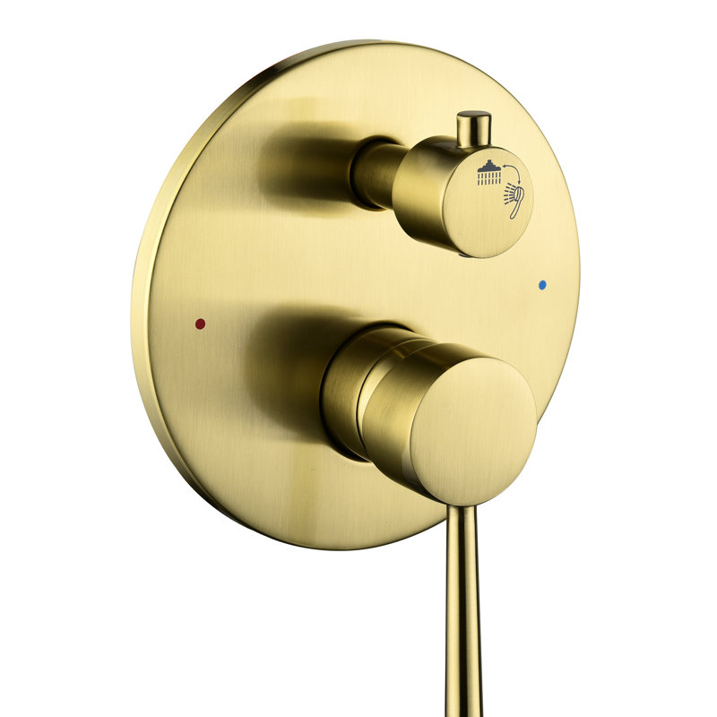 Wall Mounted Bathroom Shower - Brushed Gold With High 10" Stainless Steel Rain Head And Handheld Shower, 2 Way Balance Valve Kit For