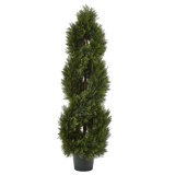 Double Pond Cypress 4 ft. H Spiral Topiary UV Resistant with 1036 Leaves (Indoor/Outdoor)
