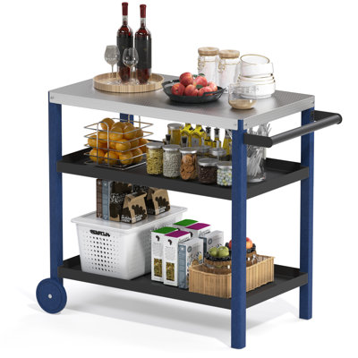 Three-decker Outdoor Grill Cart, Kitchen Island Dining Cart