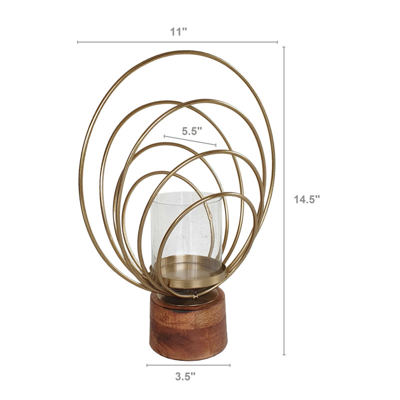 Candle Holder Gold/Brown, 14.50" H x 11.00" W x 6.50" D