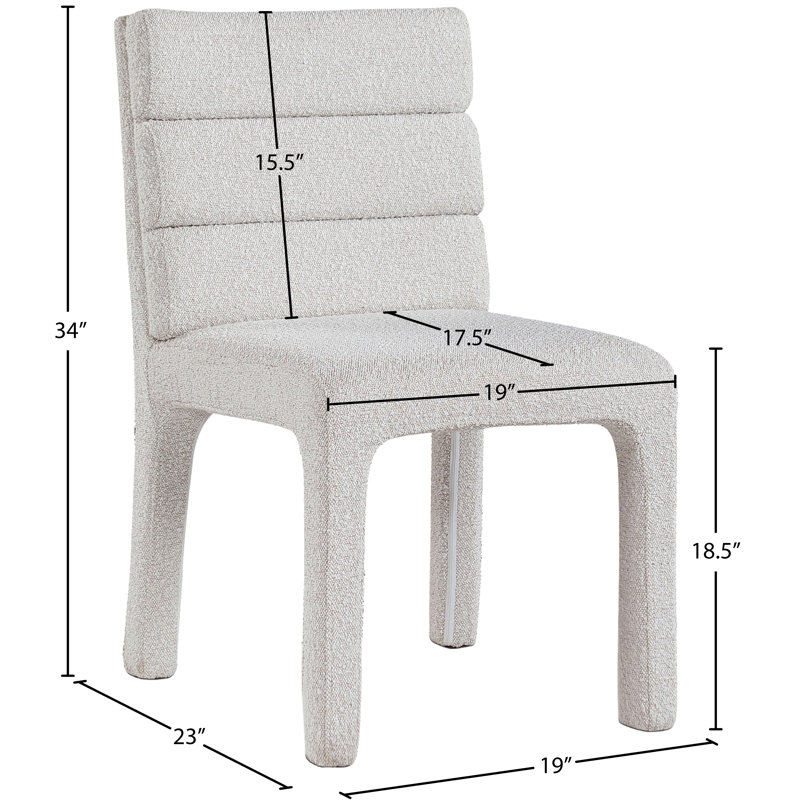 Chaise d'appoint capitonnée Kai, Tissu crème bouclé