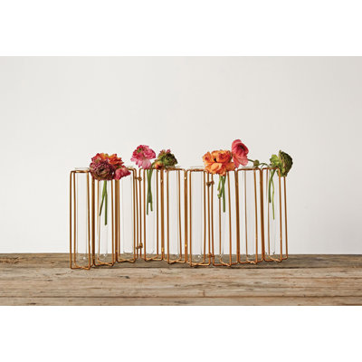 9 Tests Tube Vases in Metal Stand