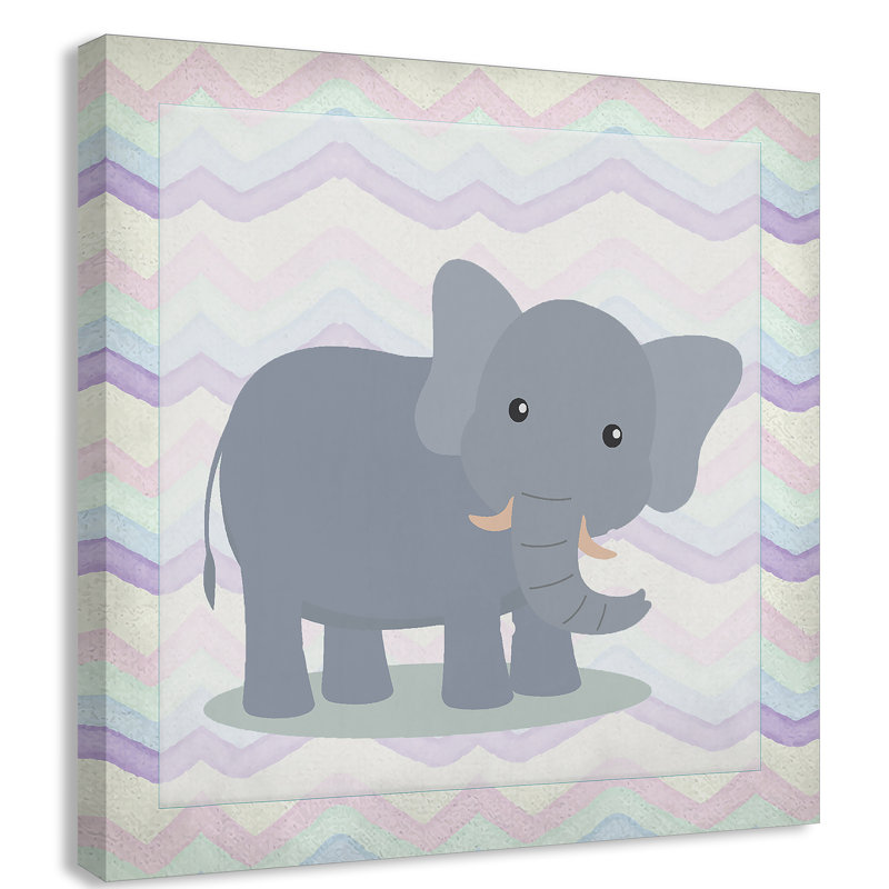Art de l'éléphant rose, Canevas, H 24 po x l 24 po x P 1,5 po