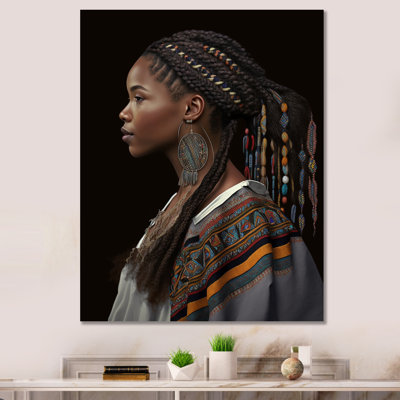 Cubiko, femme africaine élégante dans des tons de gris traditionnels sur toile