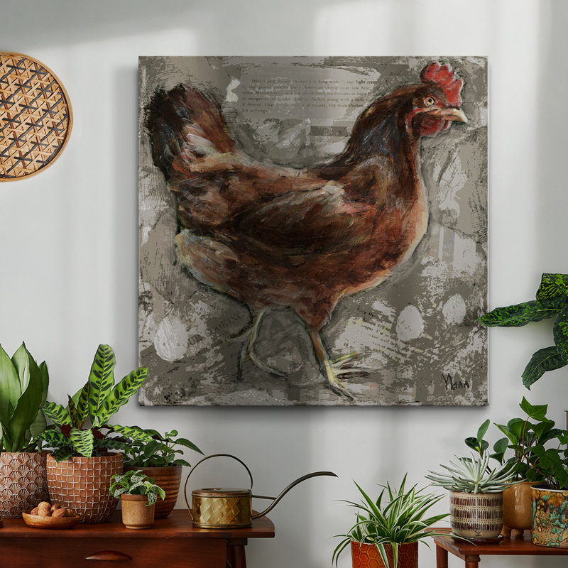 Poule rouge - Toile tendue avec châssis de qualité supérieure - prête à être accrochée