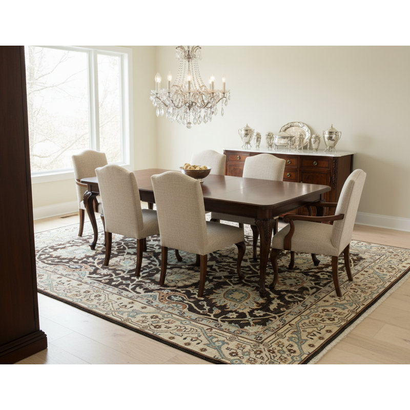 Hand-Knotted Brown Beige Wool Area Rug – Traditional Persian Floral Medallion Oriental Carpet for Living Room & Bedroom