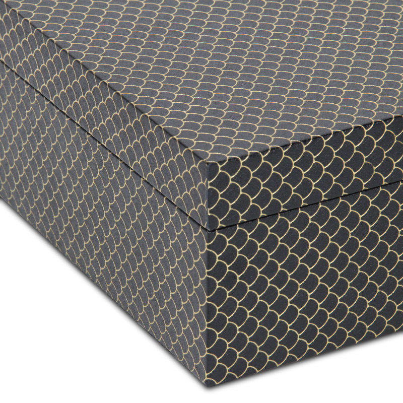 Mariline Elegant Fish Scale Pattern Rectangular Box Set, Black