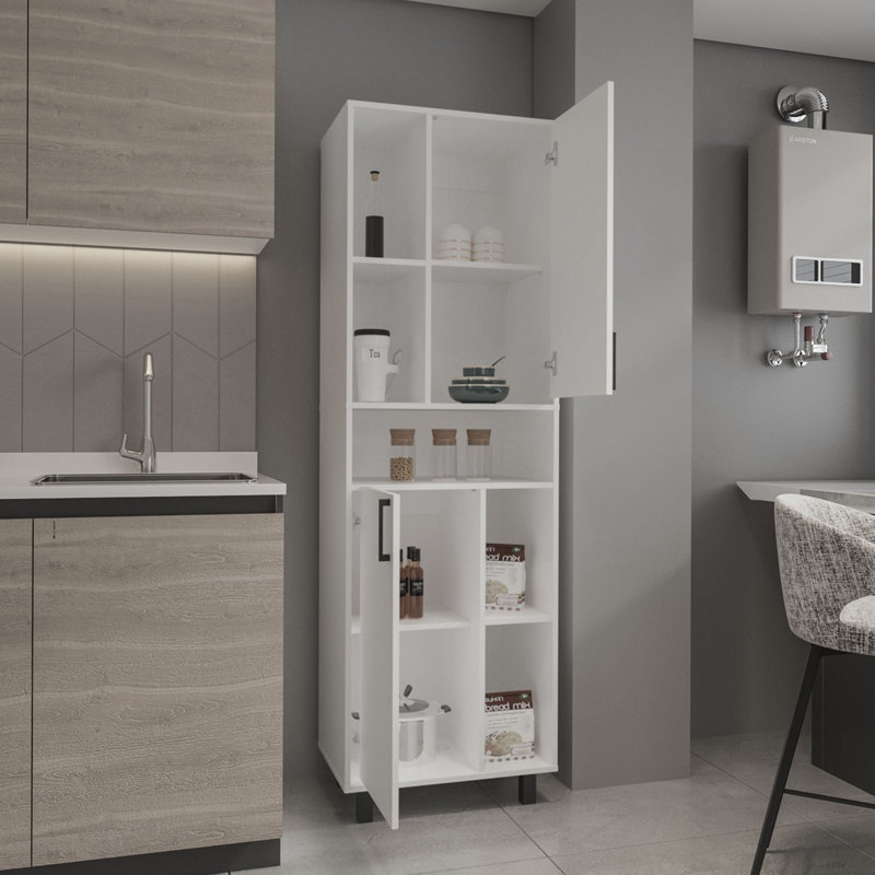 Pantry Cabinet With Two Doors, Multiple Storage Compartments, White | Gift Idea