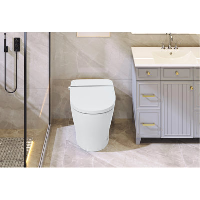 Upmarket Toilet With Self-Cleaning Wand, Dual Flush 1/1.28 , Foot Sensor Flush, White Night , Knob Control, Cold Water Wash, Strong Soft Close, Spotless Compact, Clean