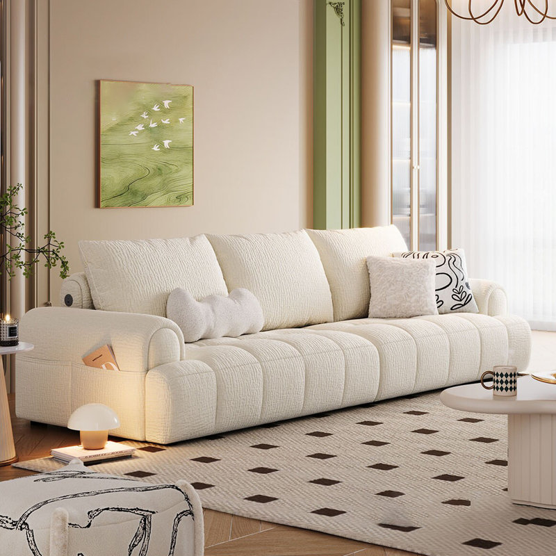 Coussin de canapé modulaire en chenille blanc Fourseat, H 34,65 po x l 117,32 po x P 41,73 po, Blanc