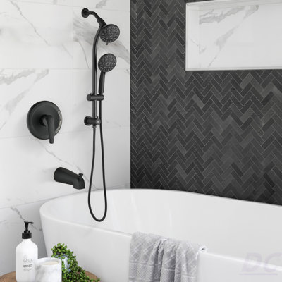 Tool-Free Shower Combo 7-Spray Matte Black 1.8GPM