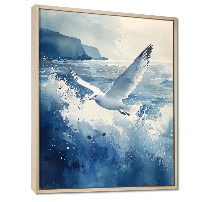 Aunica Seagull In The Breeze II - Bird, reproduction d'art encadrée, Impression encadrée flottante, Crème, crème
