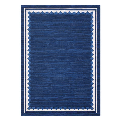 Washable Rug 5x7 Modern Living Room Rug with Non Slip Rubber Backing Low Pile Mat Foldable Floor Rugs for Nursery Dining Room Blue