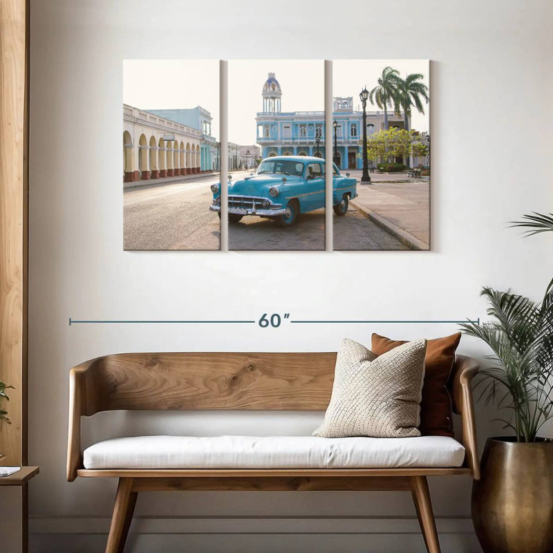 Mehar Blue Cuban Car, 28" H x 45" W