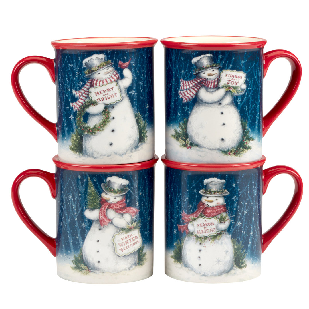 Snowman Greetings Set of 4 Mug 16 oz. asst. (Set of 4) Certified International