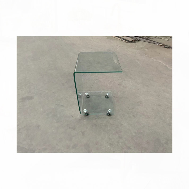 Table d'appoint et de bout en verre transparent en forme de C, petite table de bout en verre trempé