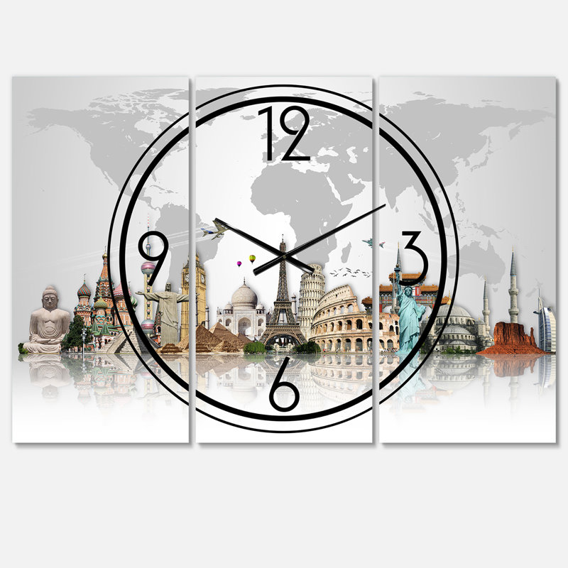 Famous Monuments Across World Wall Clock