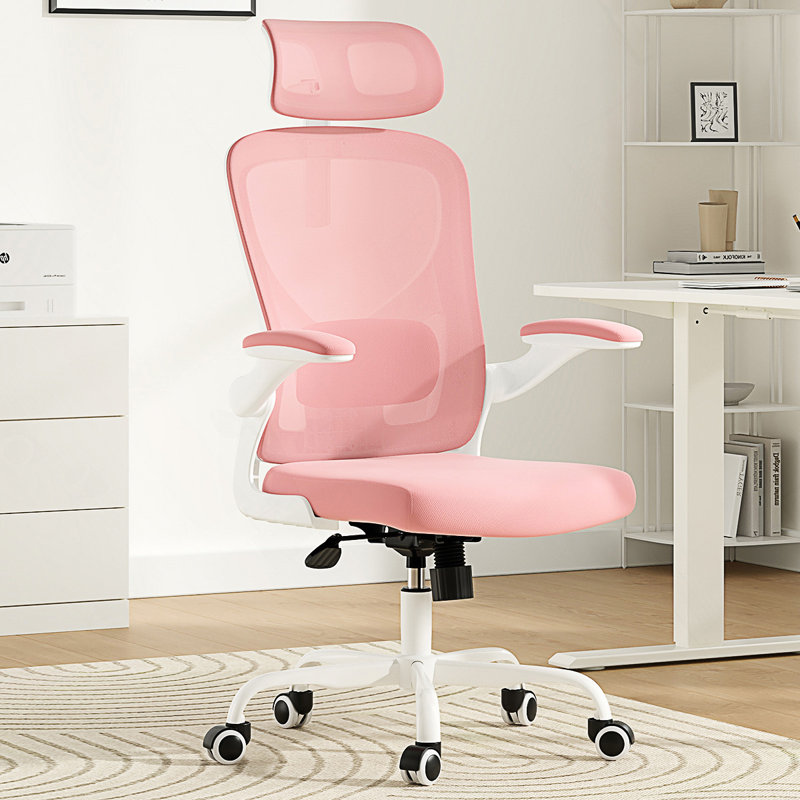 Chaise de bureau ergonomique avec appui-tête réglable, soutien lombaire et accoudoirs rabattables pour la maison ou le bureau.