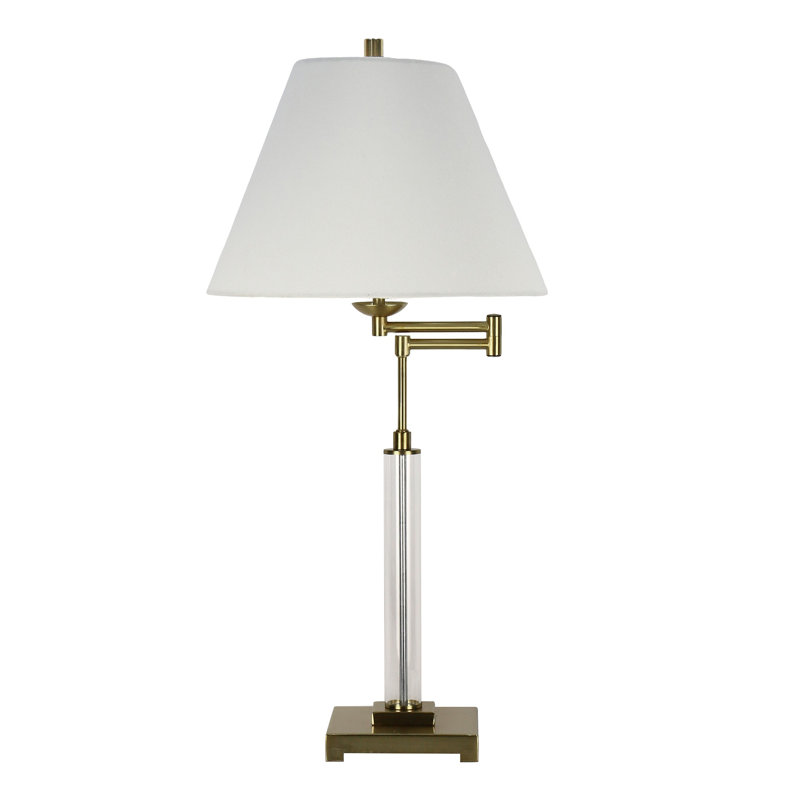 Lampe de table à bras pivotant 30 po en métal et verre Ryna