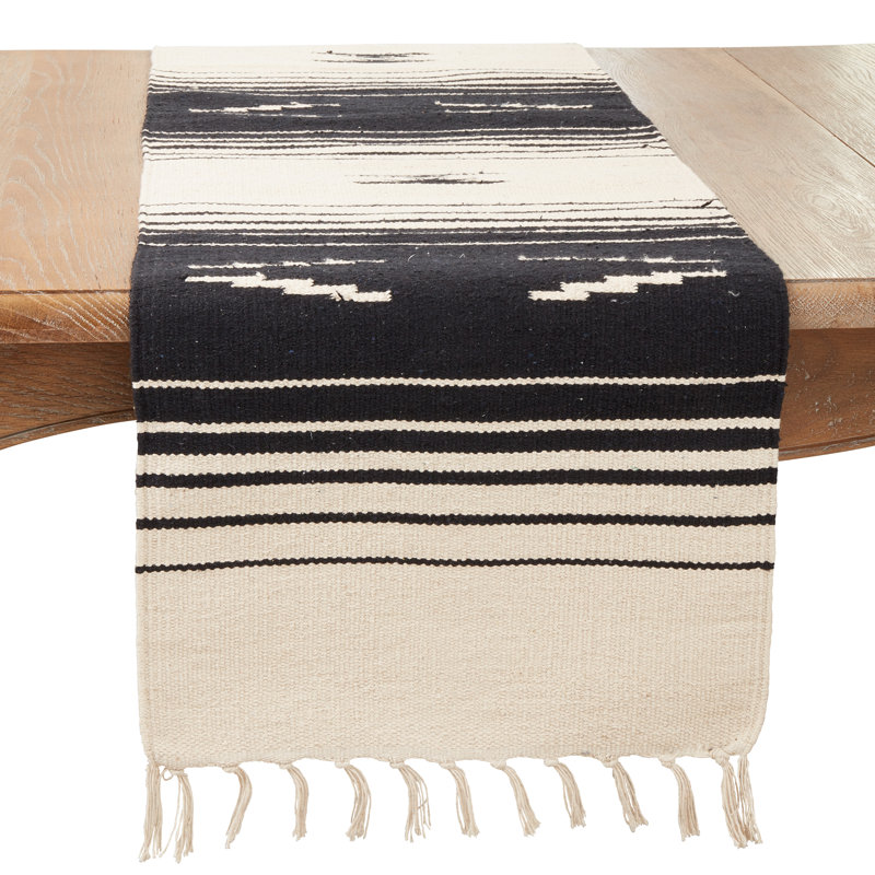 Earthy Southwestern Fringe Table Runner With Desert Tones