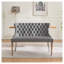 Banc de causeuse double en velours gris avec pieds en acier inoxydable argenté brossé, siège pour îlot de cuisine pour deux-1462779743-1462779738