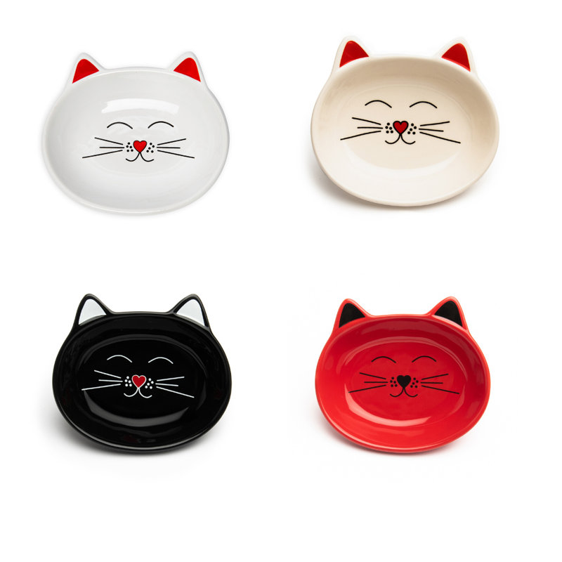 Plats pour chat Oscar, Bleu / crème / noir / rouge