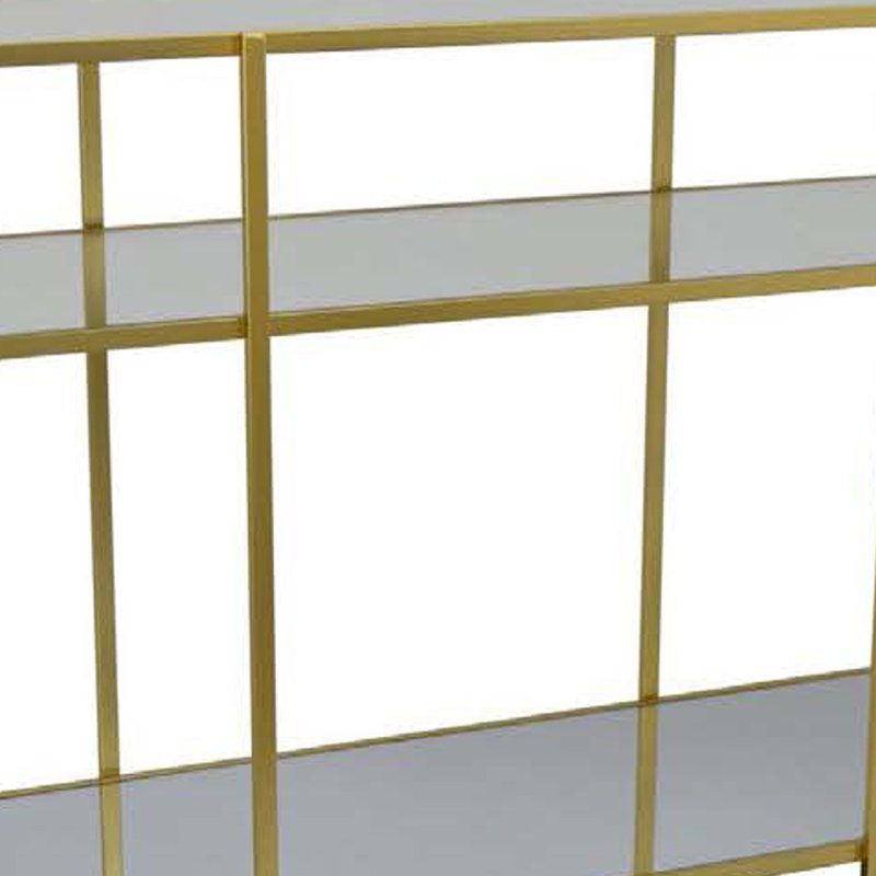 Support pour plante Woly, 2 tablettes en verre, métal industriel de 59 pouces, Or / transparent