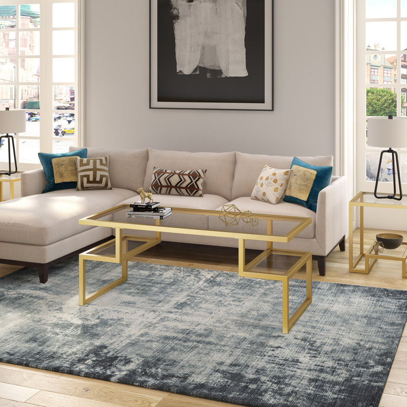 Table basse avec rangement Zander, Laiton
