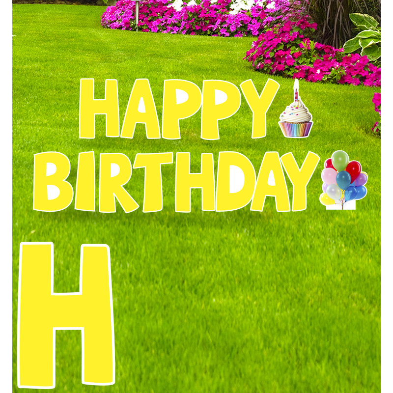 Panneau de joyeux anniversaire, noir, Jaune