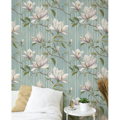 Rouleau de papier peint à motif floral élégant Branches de magnolia