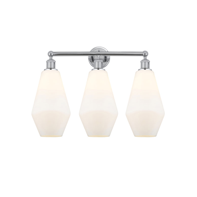 Éclairage pour salle de bain 3 lumières à intensité variable, Blanc mat, Chrome poli