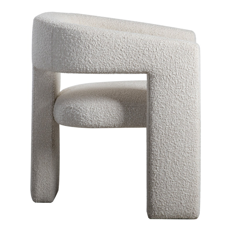 Elo Barrel Chair, White Boucle