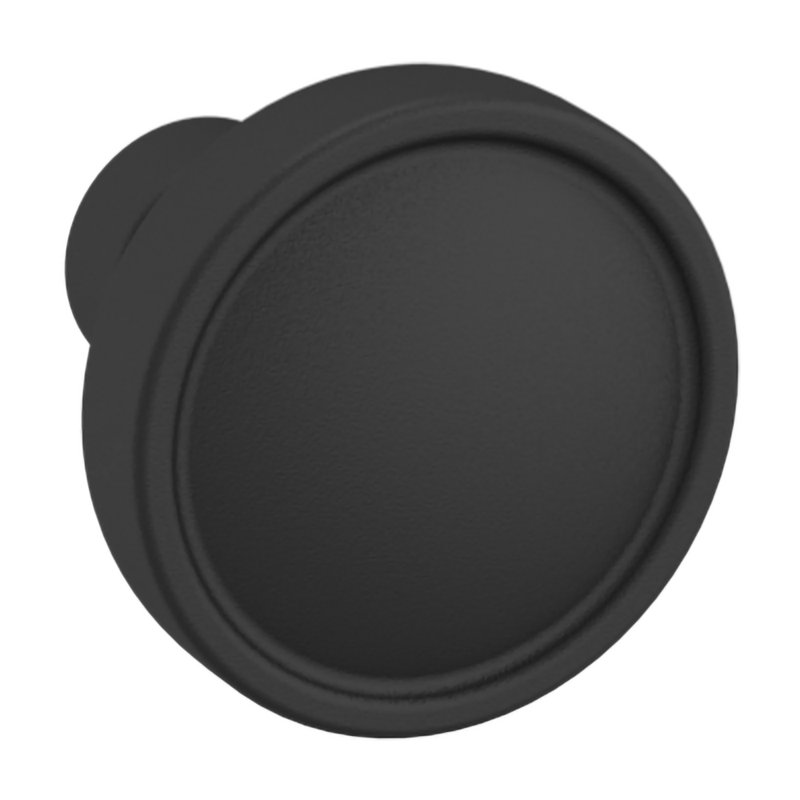 Satin Black Round Brass Cabinet Knob with Mounting Hardware