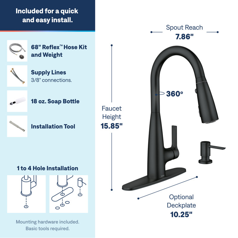 Haelyn Touchless Single-Handle Pulldown Sprayer Kitchen Faucet with MotionSense Wave and Power Clean, Matte Black 2