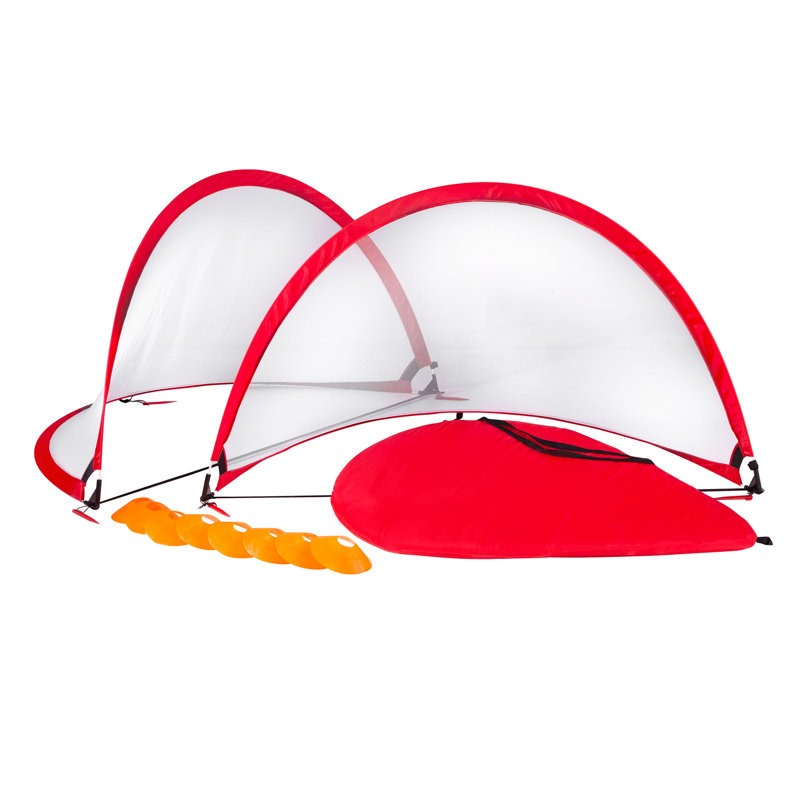 2-Pack 6' x 3.5' Retractable Soccer Net and 8 Cones and Wakeman Carrying Bag - Soccer Training Equipment