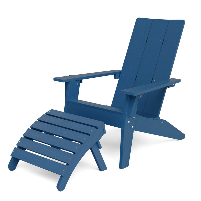 Chaise Adirondack avec repose-pieds, Bleu marine
