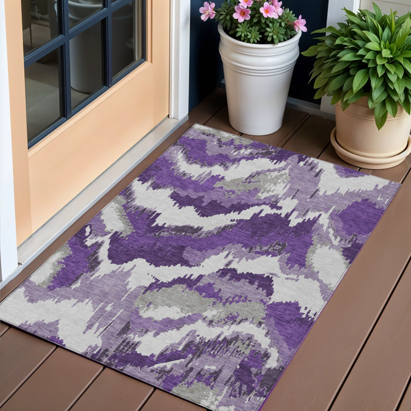 Tapis intérieur gris lavable abstrait 3 pi x 5 pi