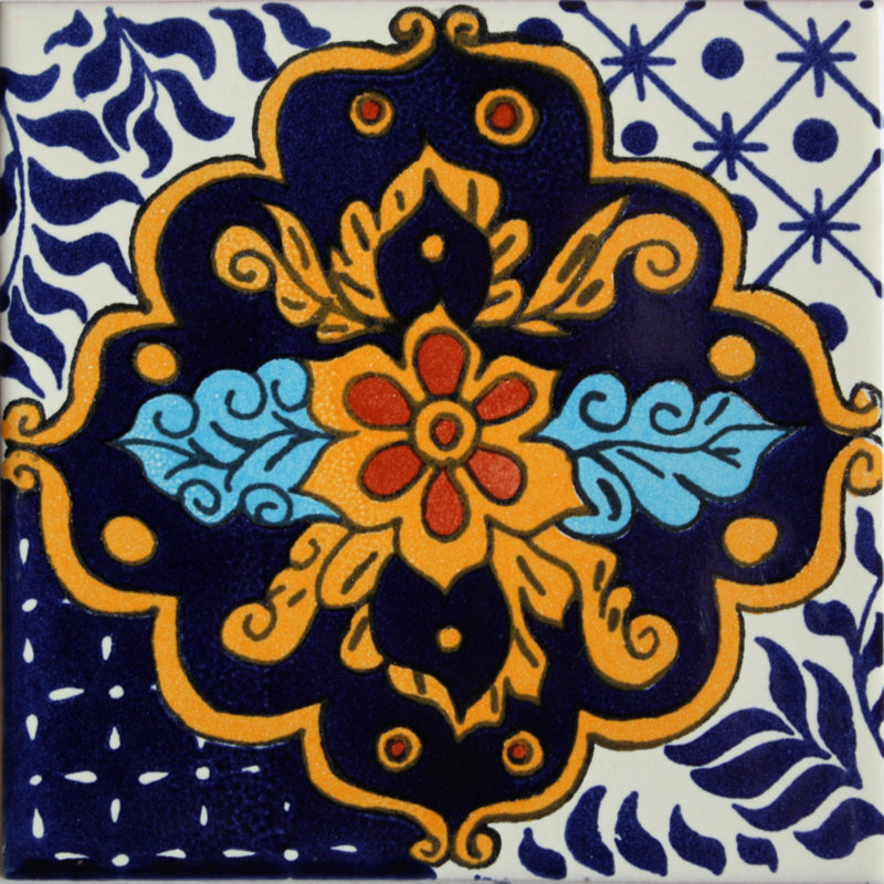 2" x 2" 36pcs TalaMex Cajeme Mexican Clay Tile Handmade Talavera Backsplash Mosaic