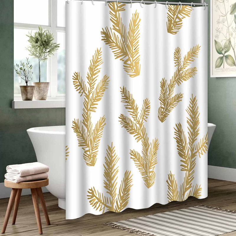 Rideau de douche imperméable doré, rideaux de douche pour la salle de bain avec 12 crochets, 72" L x 84" W