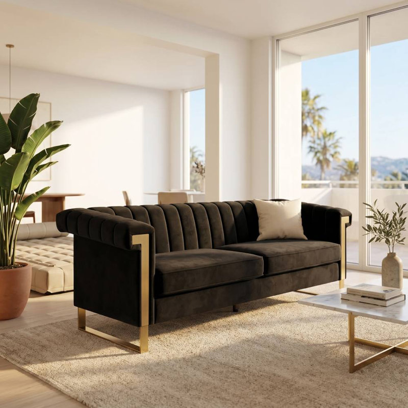Canapé Chesterfield en velours (noir)