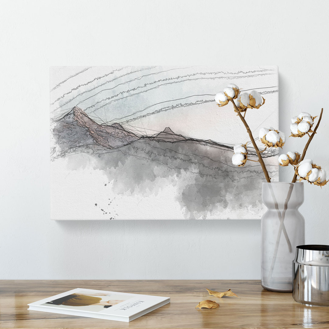 Annapurna Circuit Trek in Nepal Sketch - Wrapped Canvas