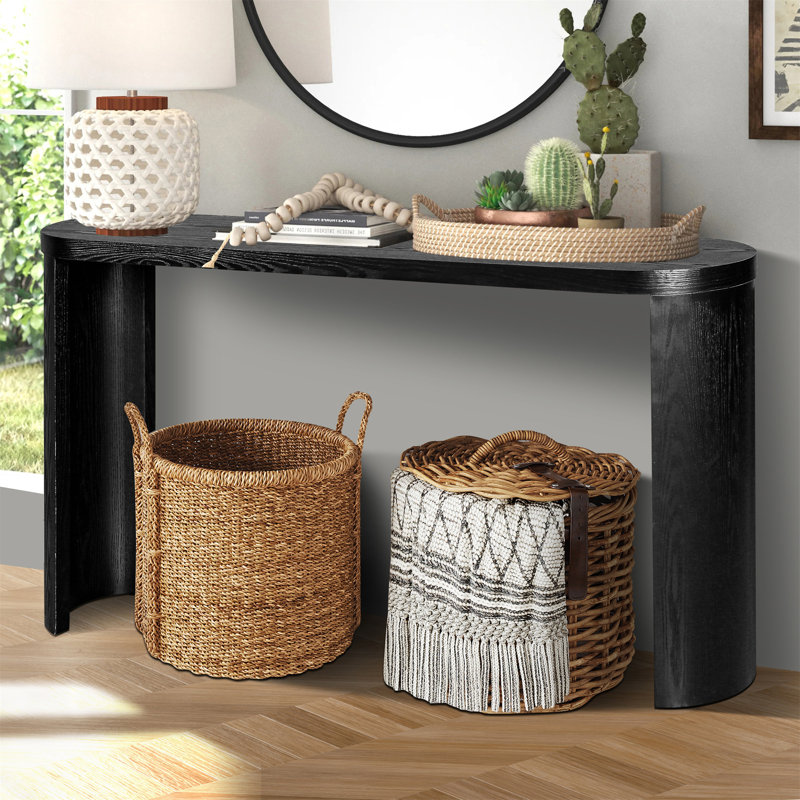 Table d'entrée durable de 60 po avec pieds courbés, options d'installation polyvalentes pour un décor flexible et une utilisation de l'espace