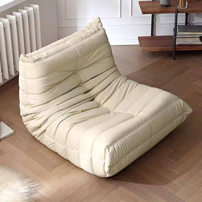 Canapé à billes rétro, Cuir véritable beige