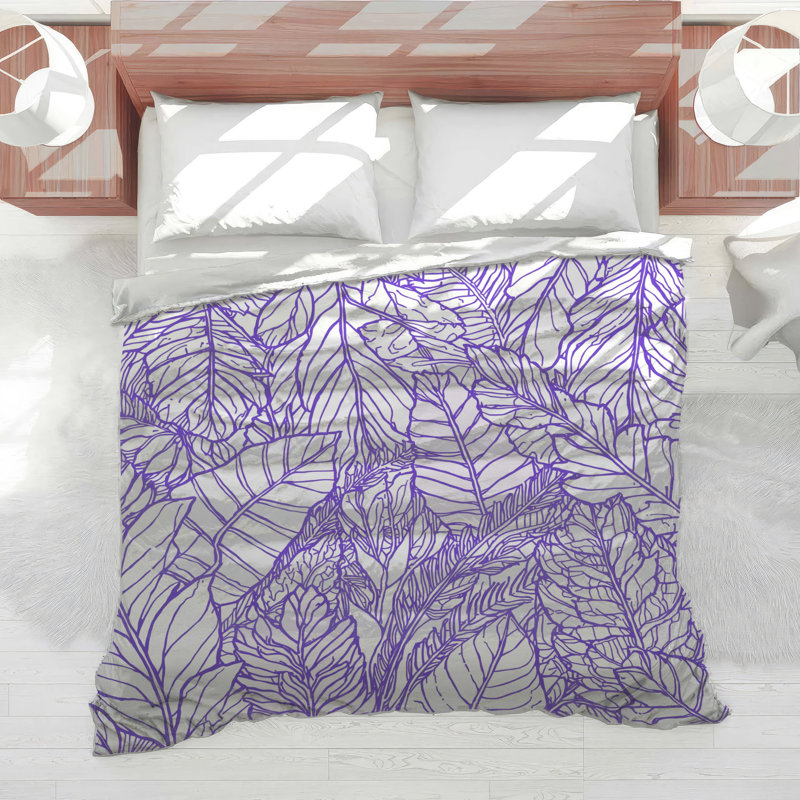 Purple Leaf Illustration Comforter, Twin Extra Long