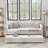 Twin Size Daybed With Trundle Upholstered Sofa Bed, With Vertical Stripes, Linen Fabric, Beige (82.5"X43"X30")-1683308665-1683308662