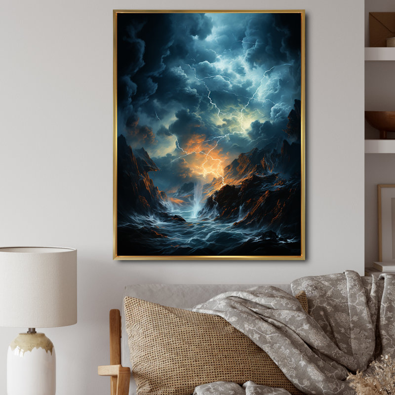 " Lightning Thunderbolt Fury ", 32" H x 24" W x 1" D, Gold