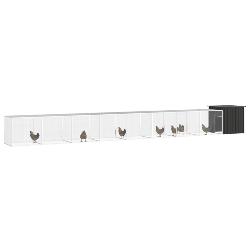 Cage à poulet Davier, Gris anthracite, H 39,4 po x l 35,8 po x L 354,3 po